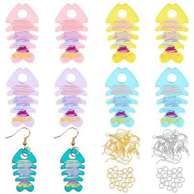 Fishbone Dangle Earrings DIY Making Kits DIY-OC0008-05-1