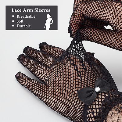 3 Pairs 3 Color Flower Pattern Lace Gloves AJEW-GA0006-17-1