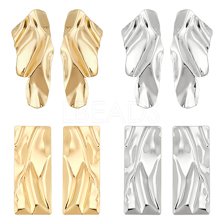 ANATTASOUL 4 Pairs 4 Styles Alloy Stud Earrings with 304 Stainless Steel Pins EJEW-AN0004-61-1