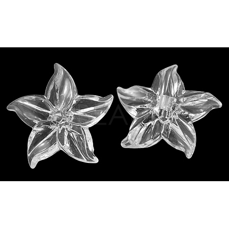 1-Hole Transparent Acrylic Flower Sewing Shank Buttons X-PL707Y-1-1