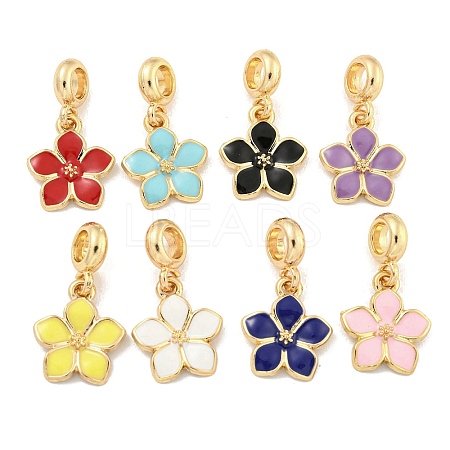 Rack Plating Alloy Enamel Flower European Dangle Charms FIND-B034-55G-1
