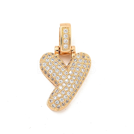 Brass Micro Pave Clear Cubic Zirconia Pendants KK-B099-01G-Y-1