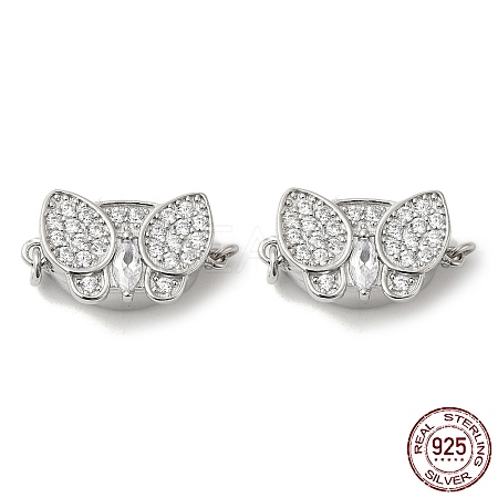 Rhodium Plated 925 Sterling Silver Pave Clear Cubic Zirconia Box Clasps STER-M114-10P-1