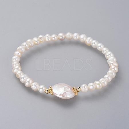 Natural Pearl Stretch Bracelets BJEW-JB04736-1