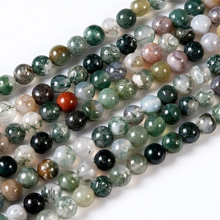 Natural Indian Agate Gemstone Bead Strands G-R201-8mm-1