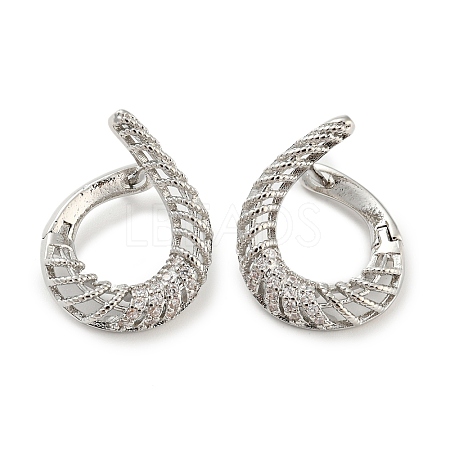Rack Plating Brass with Cubic Zirconia Hoop Earrings for Women EJEW-G363-03P-1