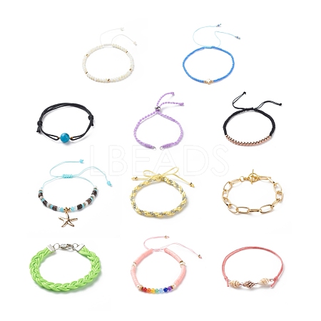 Braided Bead Bracelet BJEW-JB08641-03-1