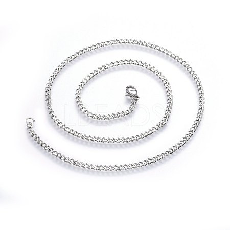 304 Stainless Steel Curb Chain Necklaces NJEW-H492-01P-1