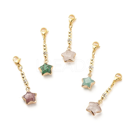 Natural Gemstone Star Pendant Decorations HJEW-JM00648-1