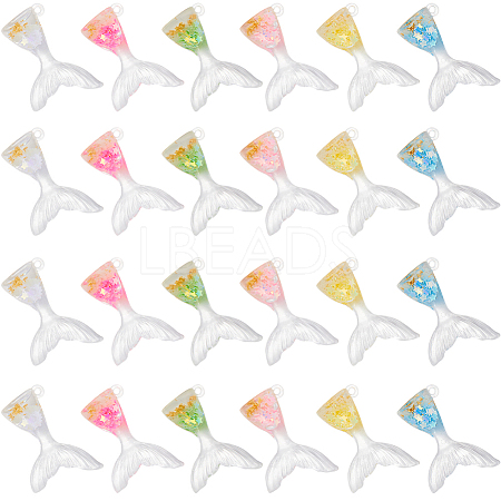 24Pcs 6 Colors Luminous Transparent Resin Pendants RESI-SP0001-01-1