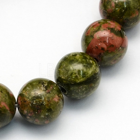 Natural Unakite Round Beads Strands G-S175-4mm-1