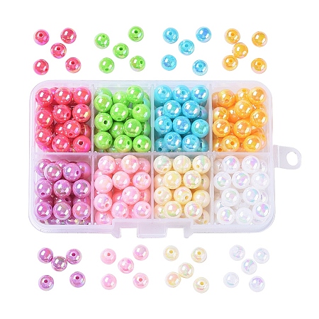 8 Color Plating Eco-Friendly Poly Styrene Acrylic Beads SACR-X0015-06-8mm-1