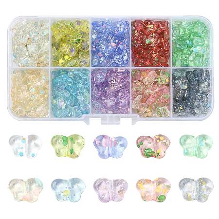 300Pcs 10 Colors Spray Painted Transparent Acrylic Beads OACR-FS0002-62-1