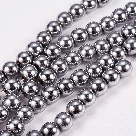 Electroplate Non-magnetic Synthetic Hematite Beads Strands X-G-J169A-8mm-02-1