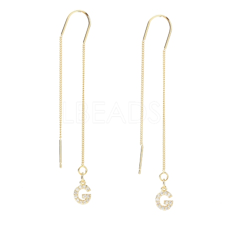 Brass Micro Pave Clear Cubic Zirconia Ear Threads EJEW-JE04295-04-1