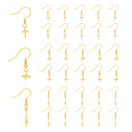 30Pcs 3 Style Rack Plating Brass Earring Hooks KK-DC0002-04-1