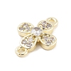 Brass Pave Clear Cubic Zirconia Flower Links Connector Charms KK-Z061-02G-02-2