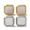 6 Pair 2 Color Square Natural Shell Stud Earrings EJEW-A024-01-2