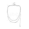 304 Stainless Steel Round Snake Chain Necklace with Acrylic Pearl Tassel Charm for Women NJEW-P271-07P-1