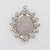 Vintage Tibetan Style Alloy Large Flower Pendant Cabochon Bezel Settings TIBEP-O006-55AS-1