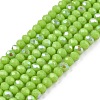 Electroplate Opaque Solid Color Glass Beads Strands EGLA-A044-P1mm-L30-1