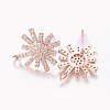 Brass Micro Pave Cubic Zirconia Stud Earring Findings ZIRC-E132-17RG-2