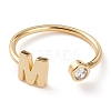 Brass Micro Pave Clear Cubic Zirconia Cuff Rings RJEW-Z005-M-G-1