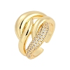 Rack Plating Brass Micro Pave Clear Cubic Zirconia Cuff Finger Rings for Women RJEW-M028-54G-2