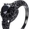 Flat Round Brass Jet Rhinestone Finger Rings FS-WG232E0-01-3