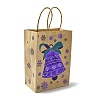 Christmas Theme Blue Printed Kraft Paper Tote Bags with Handles ABAG-B006-04C-2