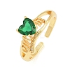 Mother's Day Brass Pave Cubic Zirconia Cuff Open Rings CU-CBACDF6-06G-02-4