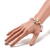 Candy Color Round Beaded Stretch Bracelet with Heart Star Flower Charm for Women BJEW-JB07636-05-3