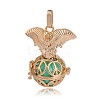 Golden Plated Brass Hollow Round Cage Pendants KK-J252-03G-2