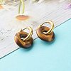 Handmade Natural Tiger Eye Dangle Hoop Earrings EJEW-JE04577-02-3