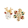 Christmas Alloy Colorful Rhinestone & Plastic Asymmetrical Stud Earrings for Women EJEW-M256-02B-G-1