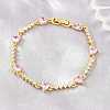 Brass Pave Cubic Zirconia Heart Link Chain Bracelets for Women KK-CBA68DA-10G-02-3