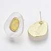 Golden Plated Alloy Enamel Stud Earrings EJEW-N009-06C-2