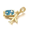 Brass Enamel Airplane & Luggage European Dangle Charms KK-M309-22G-2