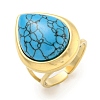 Ion Plating(IP) 304 Stainless Steel Synthetic Turquoise Cuff Rings G-Z056-09G-02-1