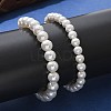 Shell Pearl Beaded Slider Bracelet with Brass Snake Chain BJEW-B066-01B-02-6
