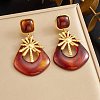 304 Stainless Steel & Resin Stud Dangle Earrings for Women SA-CBA717A-01G-04-1