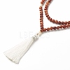 Natural Wood & Pearl Beads Mala Prayer Necklace NJEW-JN03756-4