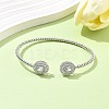 Oval Brass Micro Pave Cubic Zirconia Cuff Bangles & Rings Sets for Women SJEW-R002-03P-01-3
