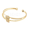 Brass Micro Pave Clear Cubic Zirconia Open Cuff Bangles for Women BJEW-S147-10G-B-2