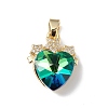 Real 18K Gold Plated Rack Plating Brass Micro Pave Clear Cubic Zirconia Pendants KK-C015-08G-12-1