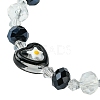 Heart with Flower Glass Beaded Stretch Bracelet BJEW-JB09651-4