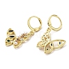 Butterfly Real Brass Dangle Leverback Earrings EJEW-L268-002G-2