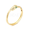 Brass Micro Pave Clear Cubic Zirconia Evil Eye Hinged Bangles with Green Enamel for Women BJEW-S147-03G-1