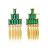 Brass Micro Pave Cubic Zirconia Stud Earrings EJEW-BB70420-7