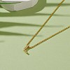 Golden Plated Brass Initial Pendant Necklaces NJEW-JN03299-01-4